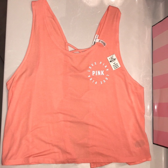 PINK Victoria's Secret Tops - Love Pink Super Soft Crop Tank in Coral SZ Medium